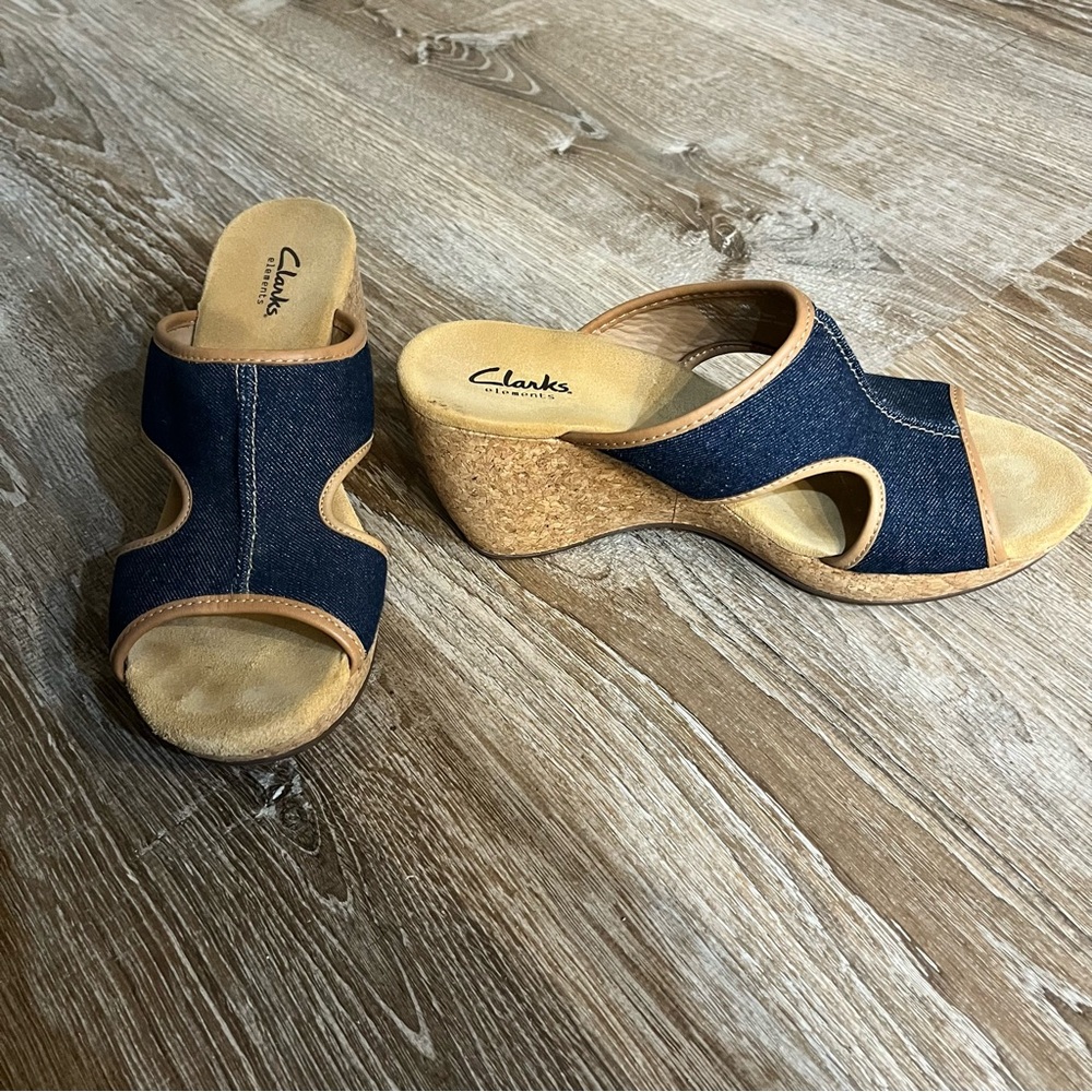 Clarks wedges - denim wedges - wedge sandal